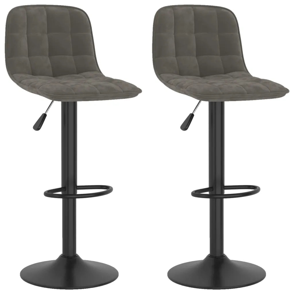 Sedie da Bar 2 pz Grigio Scuro in Velluto 333992
