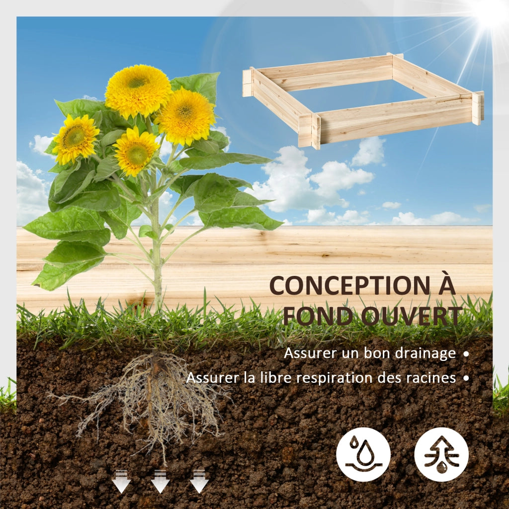 Fioriera in legno massello da giardino ¨C zephmum ¨C naturale 100x100x16 cm