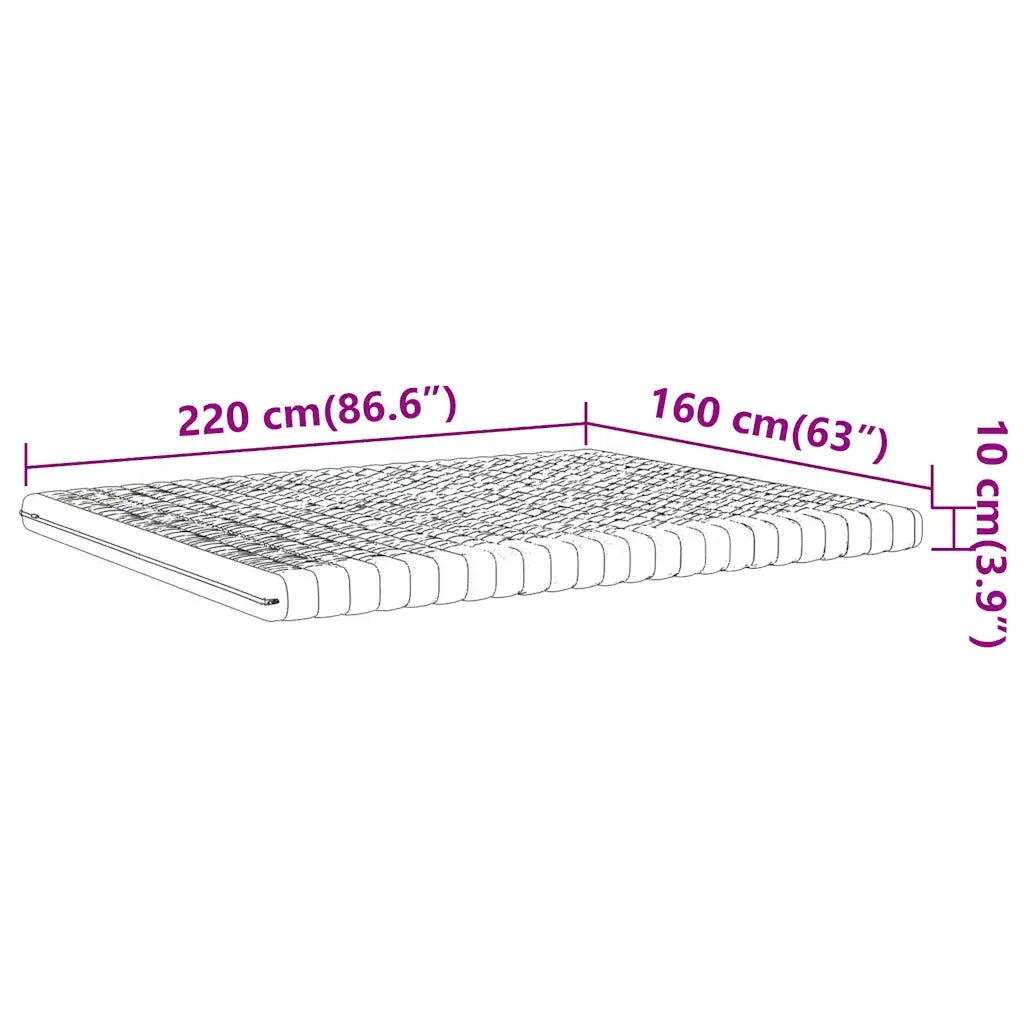Materasso in Schiuma-Materasso per Letto Bianco 160x220 cm 7 Zone Durezza 20 ILD