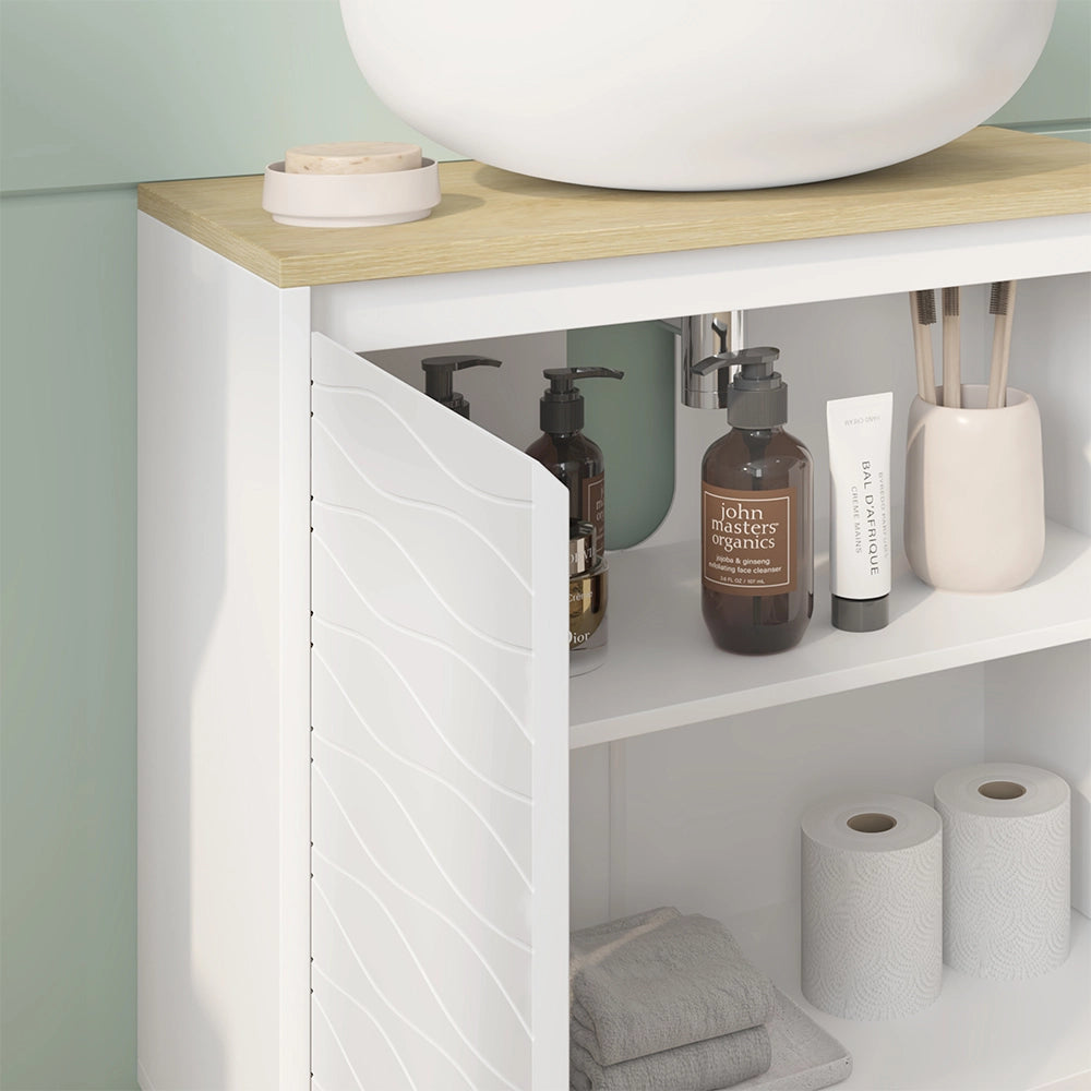 Vicco Set di mobili da bagno Bianco/quercia 2 parti