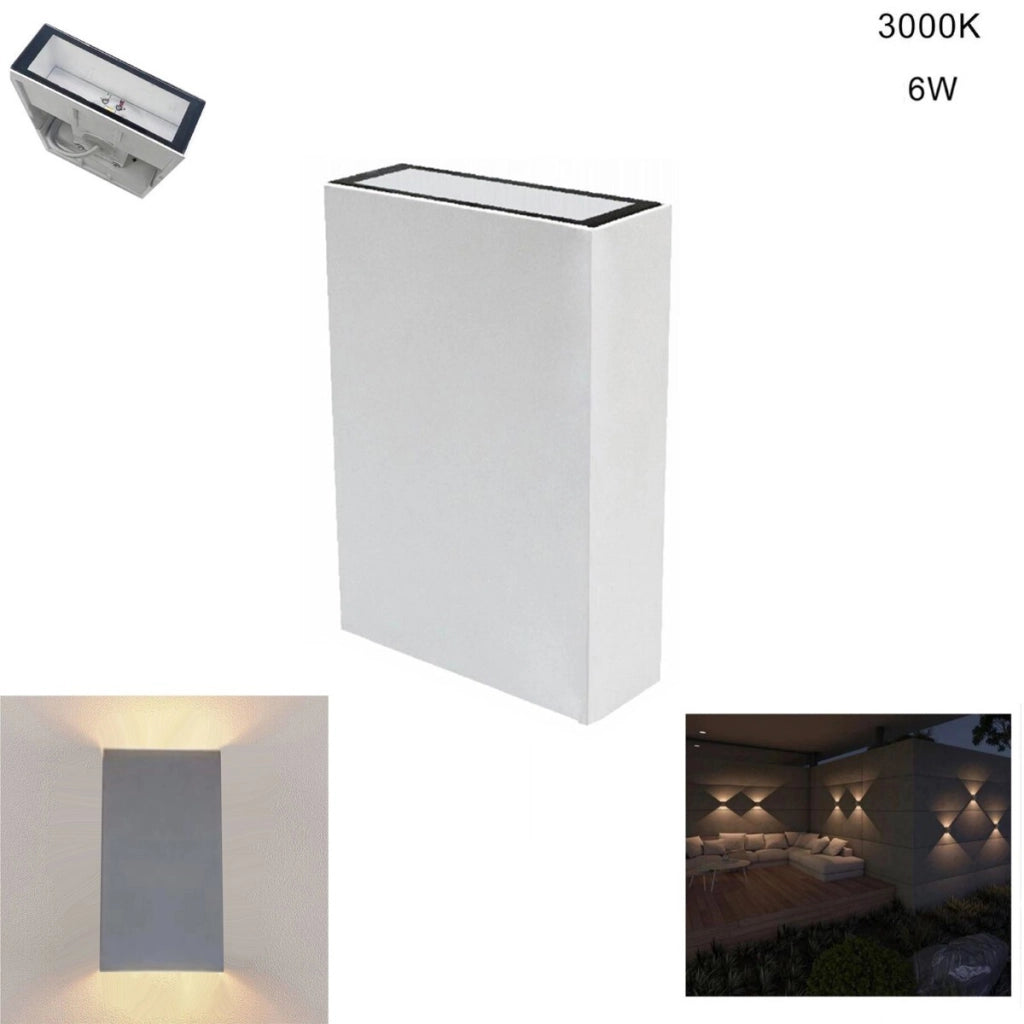 APPLIQUE PARETE LED 6W LAMPADA MURO IP65 MODERNO DOPPIA LUCE CALDA 3000K 21343