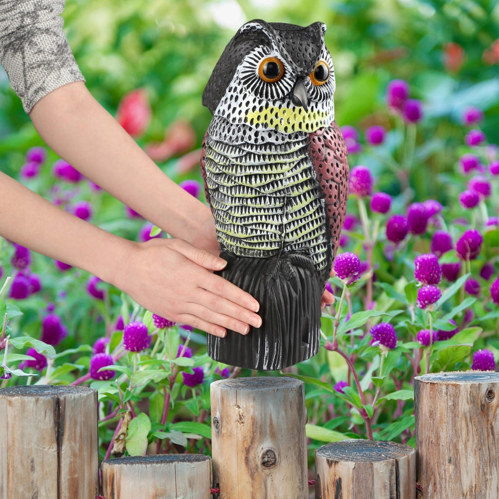 Statuetta da giardino KADAX, ornamento a forma di gufo con testa mobile, regalo.