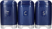 Set di contenitori per caffè e zucchero - Offerta economica - 3 pezzi - Blu notte - Acciaio