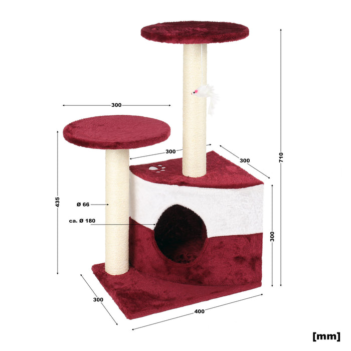 Albero tiragraffi per gatti rosso 71 cm Albero per arrampicarsi Tiragraffi Gatto