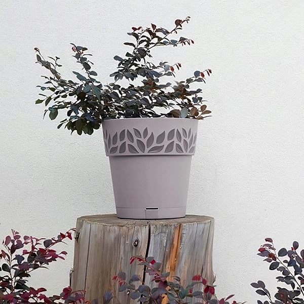 VASO TONDO 'CLOE' Ø 15 x h.15 - greige/grigio quarzo  - STEFANPLAST