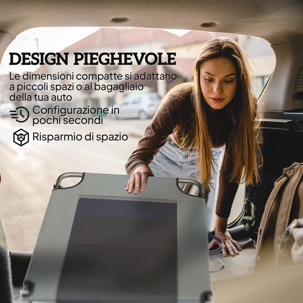 Lettino da Esterno Reclinabile 4 Posizioni, Sedia Pieghevole con Maniglia, Grigio.