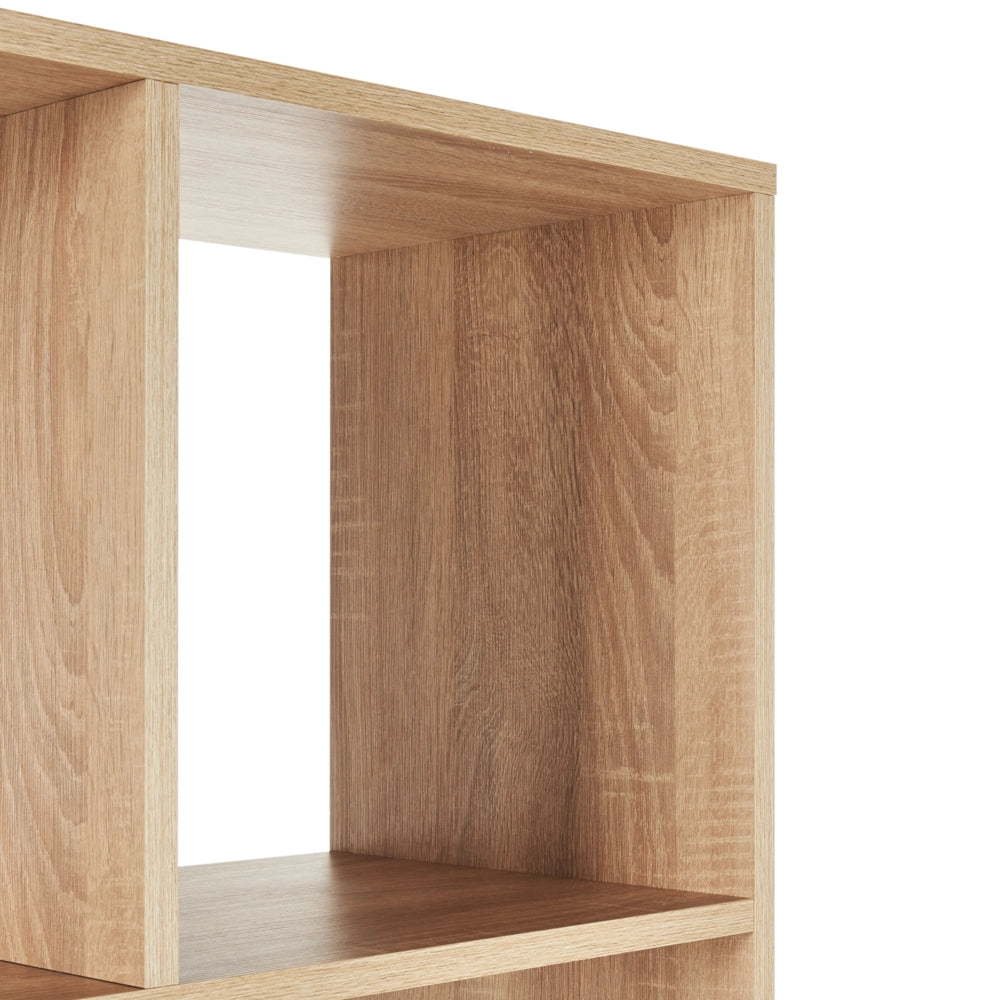 Libreria a 5 ripiani in legno chiaro con 2 cassetti bianco stile moderno