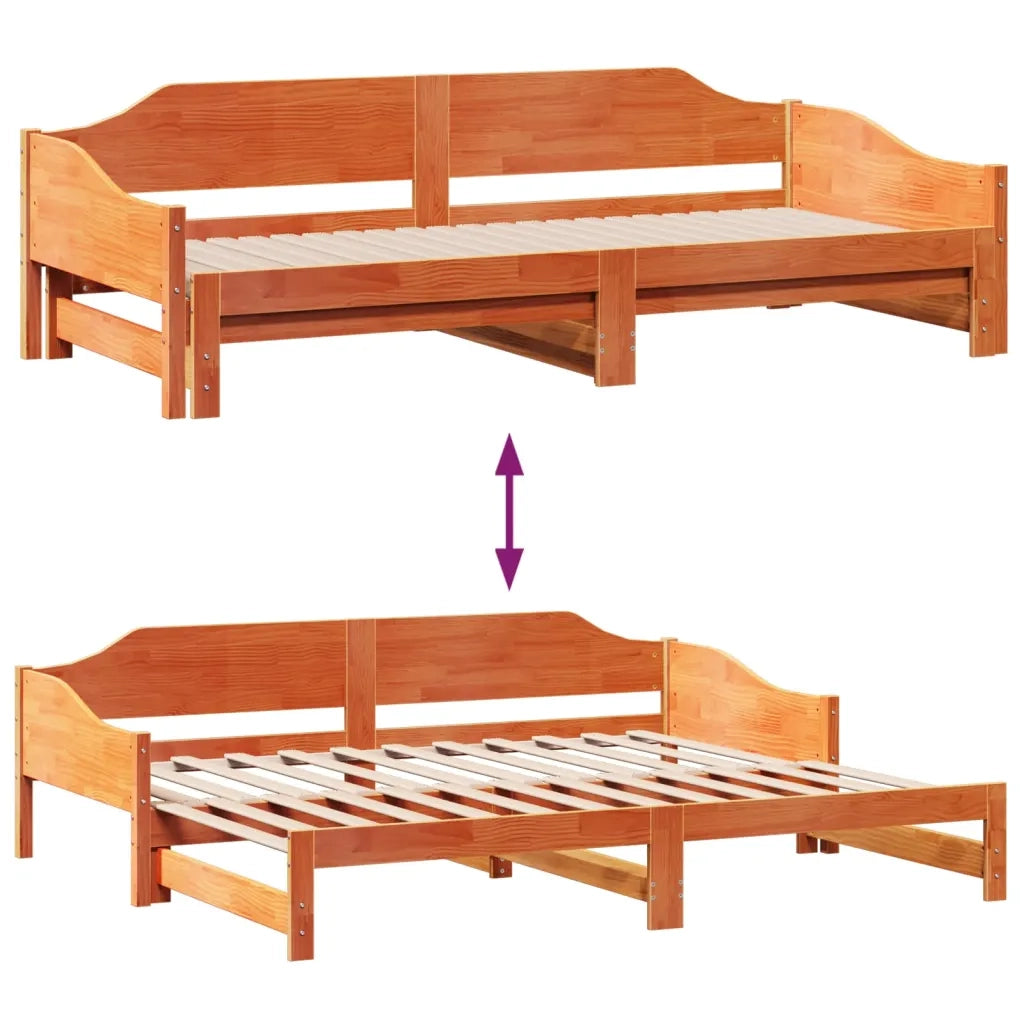Divano con letto | Sof¨¤ letto | Letto singolo Estraibile Marrone Cera 80x200cm Massello Pino