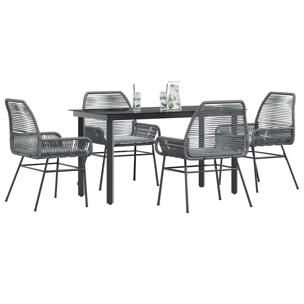 Set da Pranzo da Giardino 5 pz con Cuscini Polyrattan Vetro 3334578