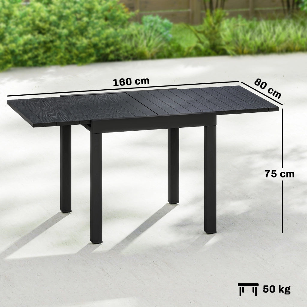 Tavolo da pranzo allungabile esterno ¨C zephmum ¨C effetto legno, nero, 80x160 cm
