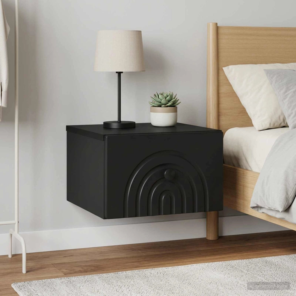 Mobiletto da notte a muro 2 pz Nero 33 x 34,5 x 20 cm 898088