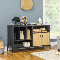 Mobiletto da Salotto 5 Ripiani 2 Ante 120x40x74 cm in Truciolato Nero