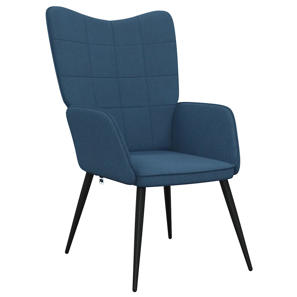 Poltrona | Sedia Relax con Sgabello Blu in Tessuto