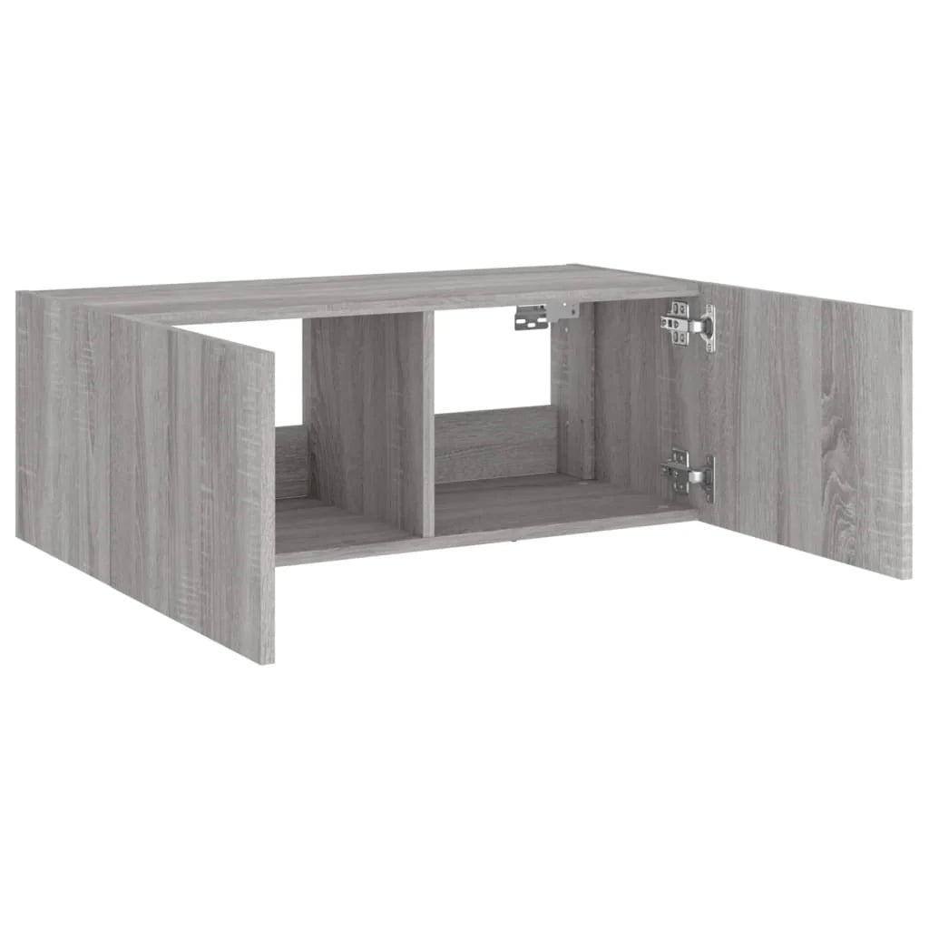 Mobile TV multimediale mensola TV credenza mobile TV sala da pranzo soggiorno parete attrezzata per camera da letto con luci LED Sonoma 80 x 35 x 31 cm grigio 02_0028062