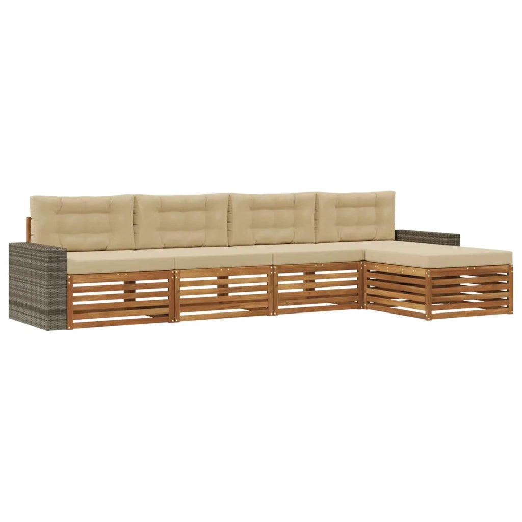 Set di divani da esterno 5 pcs Naturale e Beige Poliestere 3383251
