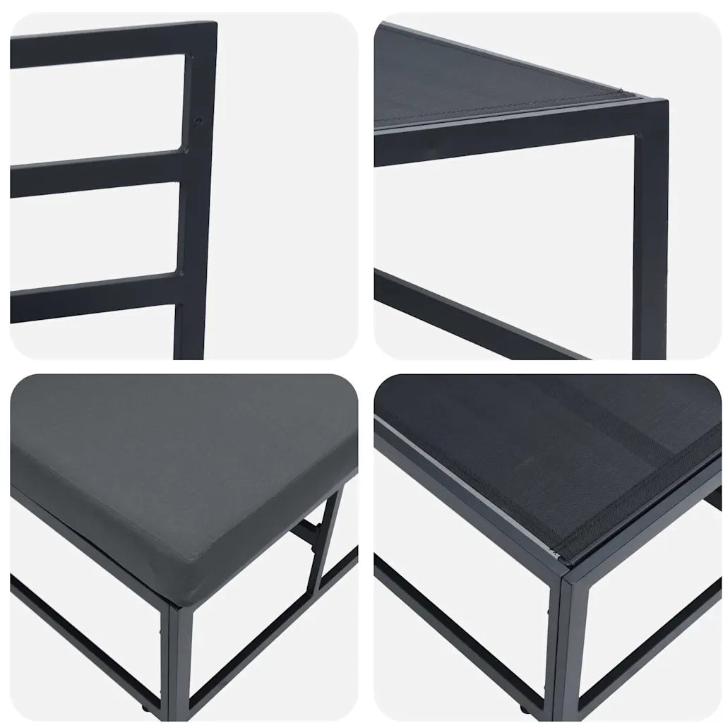 Divano da Giardino-Mobili da Esterno Nero e antracite 70 x 71,5 x 71 cm Metallo