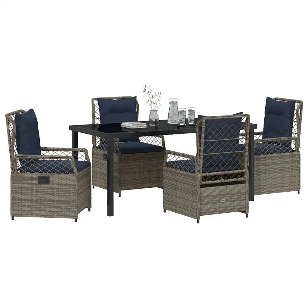 Set da Pranzo per Giardino 5 pcs Grigio polyrattan 3381054
