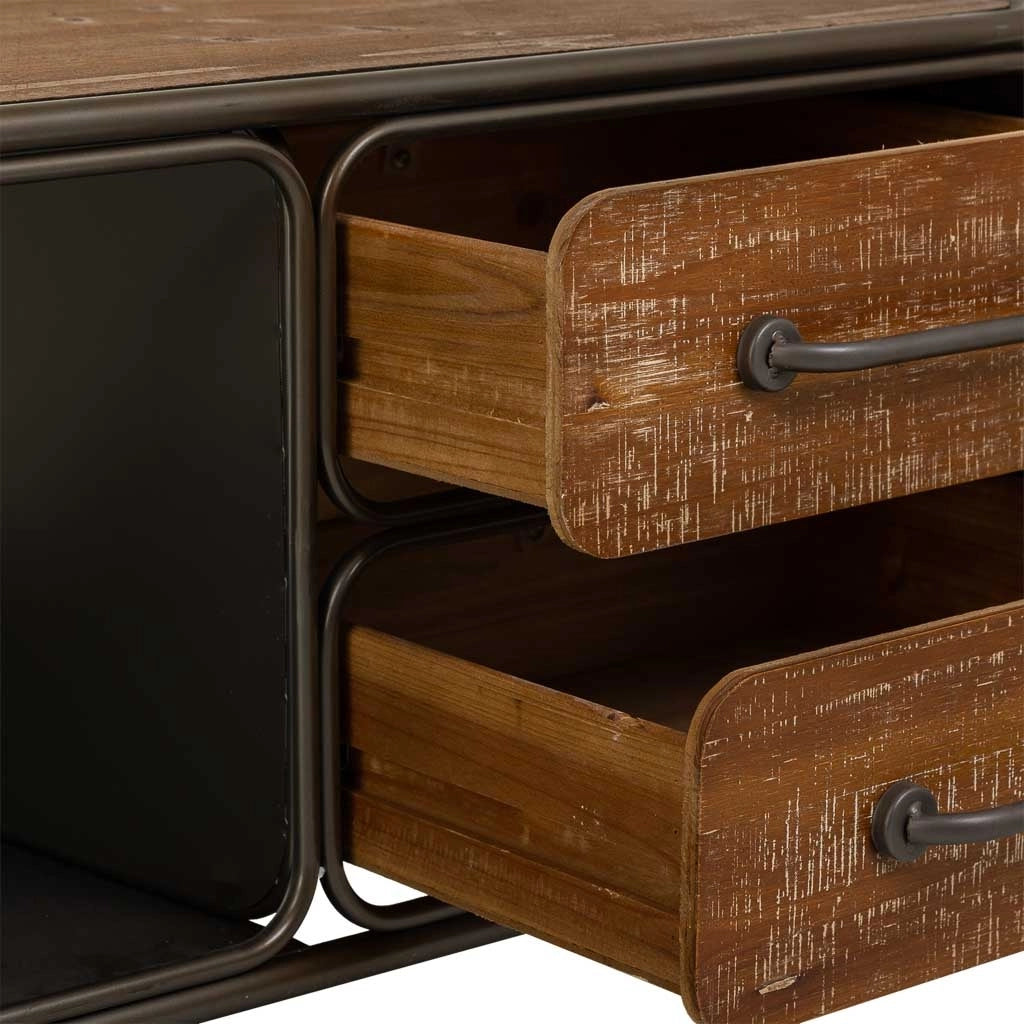 Tavolino in legno nero e metallo 120x64x46h