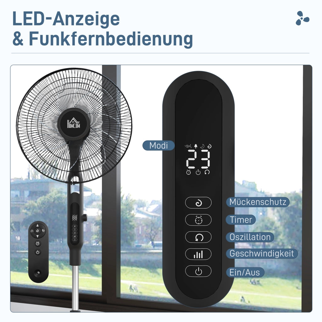 Ventilatore da terra con telecomando ¨C zephmum ¨C 3 velocit¨¤, nero