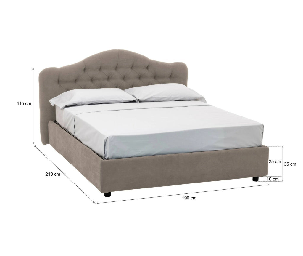 Letto Matrimoniale Arex, Letto Matrimoniale Sfoderabile Made in Italy, Grigio Tortora\