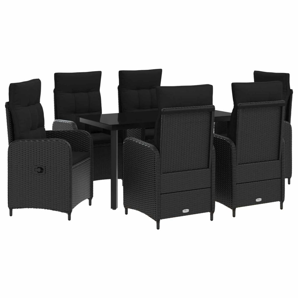 Set Tavolo da Salotto con cuscino con cuscino 7 pcs Nero 3422479