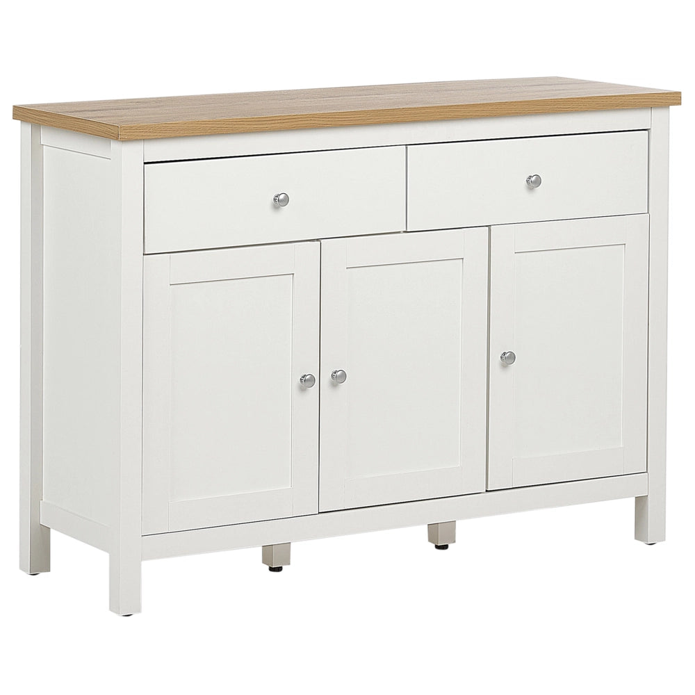 Credenza minimalista con 2 cassetti 3 ante in legno naturale e bianco Soggiorno camera da letto