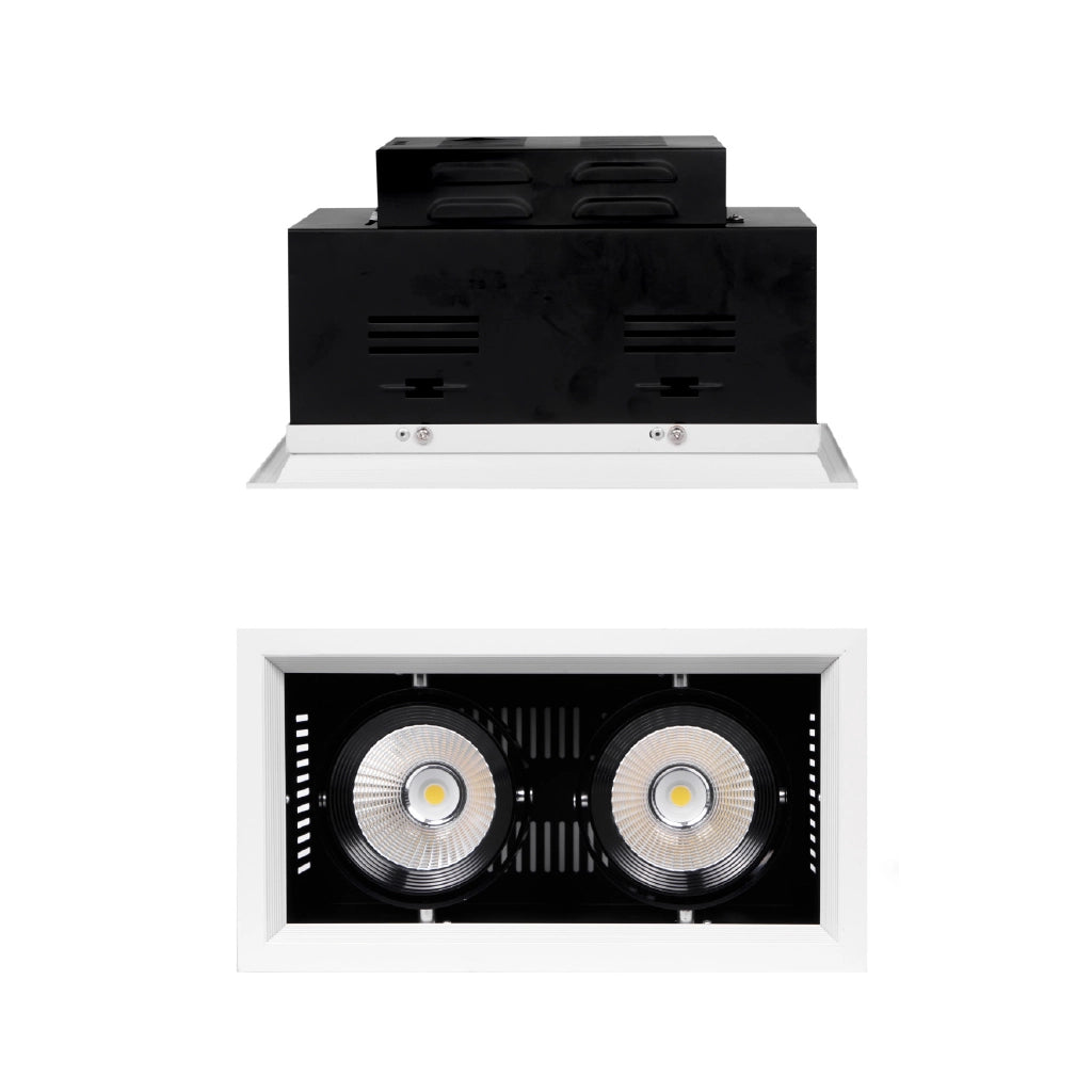 Faro led orientabile da incasso con chip cob 2x15w 4000K luce naturale