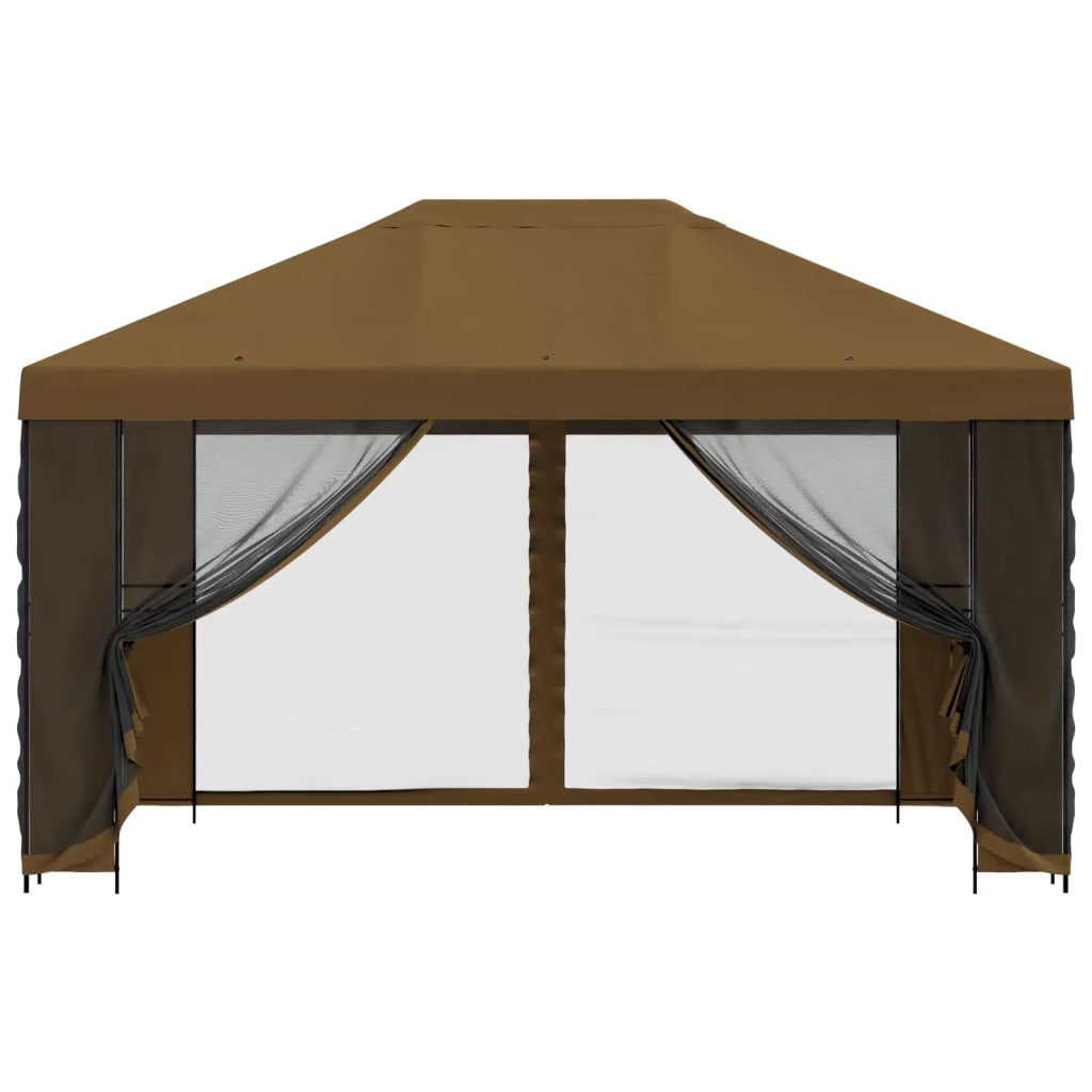 Gazebo da giardino con pareti laterali 4 × 3 m Tortora 900390
