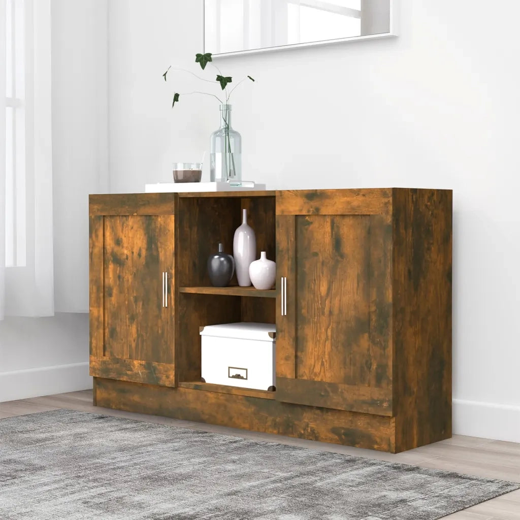 Credenza | Madia | Buffet da pranzo | Armadio da pranzo Rovere Fumo 120x30,5x70 cm in Legno Multistrato