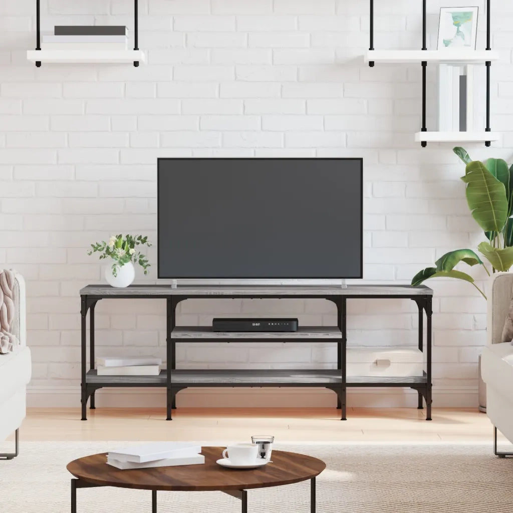 Mobile TV-Credenza TV-Console TV Grigio Sonoma 121x35x45 cm Legno Multistrato e Ferro