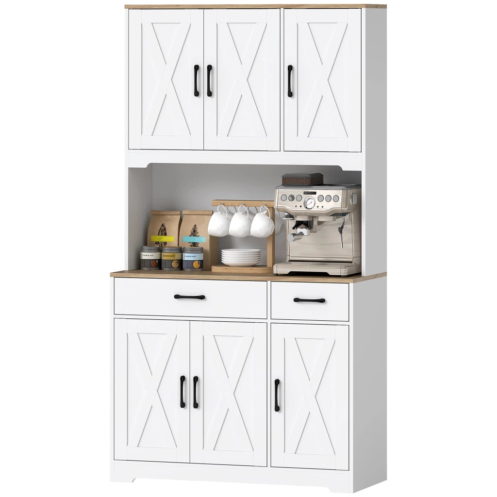 Armadio da Cucina con 6 Ante e 2 Cassetti ¨C Zephmum ¨C Bianco 90x51x