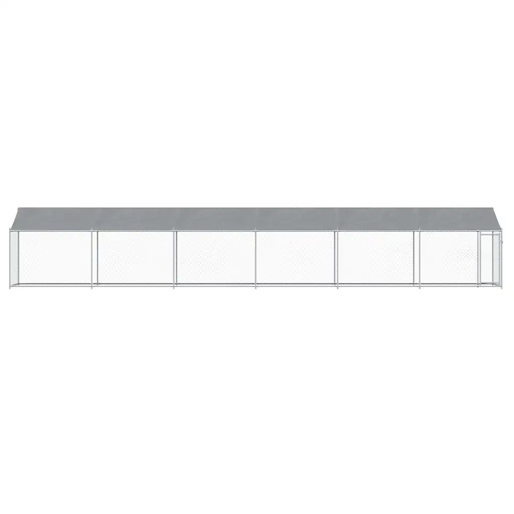 Gabbia Cani con Tetto e Porta Grigia 12x2x2 m Acciaio Zincato 3209572