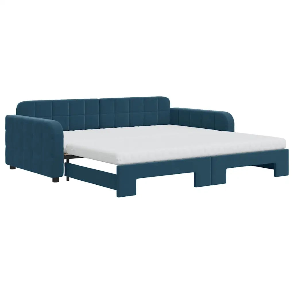 Divano Letto Estraibile con Materassi Blu 100x200 cm Velluto 3196959
