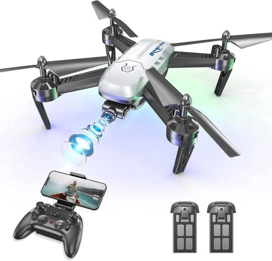 Drone con camera 1080p per principianti - bianco - drone quadricottero FPV - 2 batterie - regali per bambini - durata volo 20-28 minuti