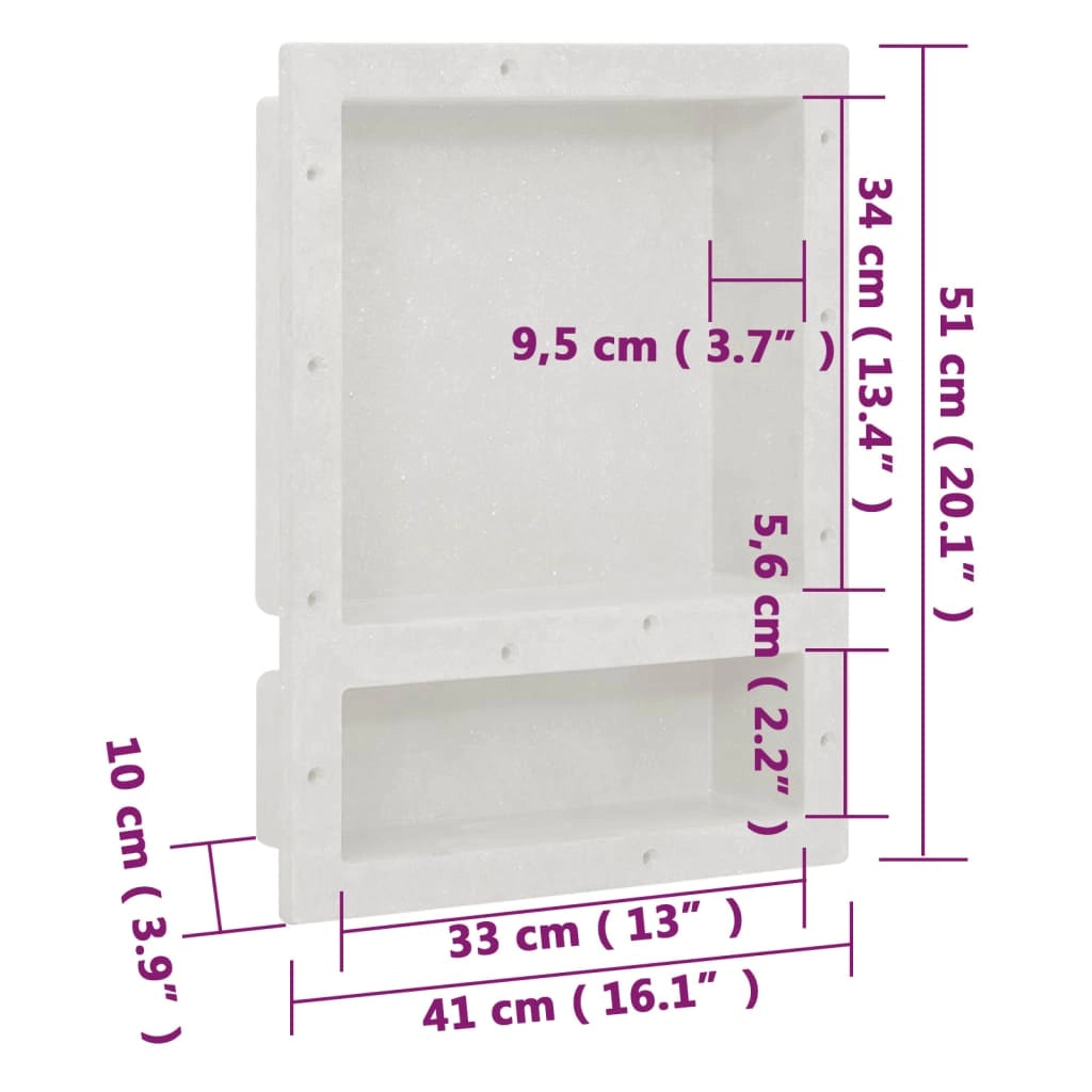 Nicchia da Doccia con 2 Scomparti Bianco Opaco 41x51x10 cm 151396