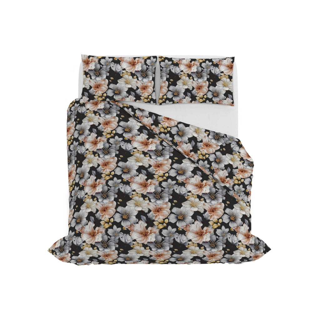 Copripiumino Infinity Matrimoniale con Sacco e Federe in Poliestere Black Flower