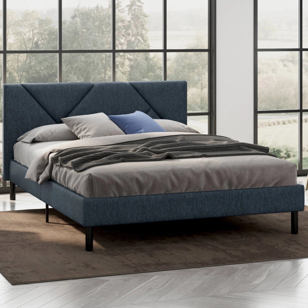 Hypnos, Letto Matrimoniale Dimensione Materasso 160x200 cm, blu