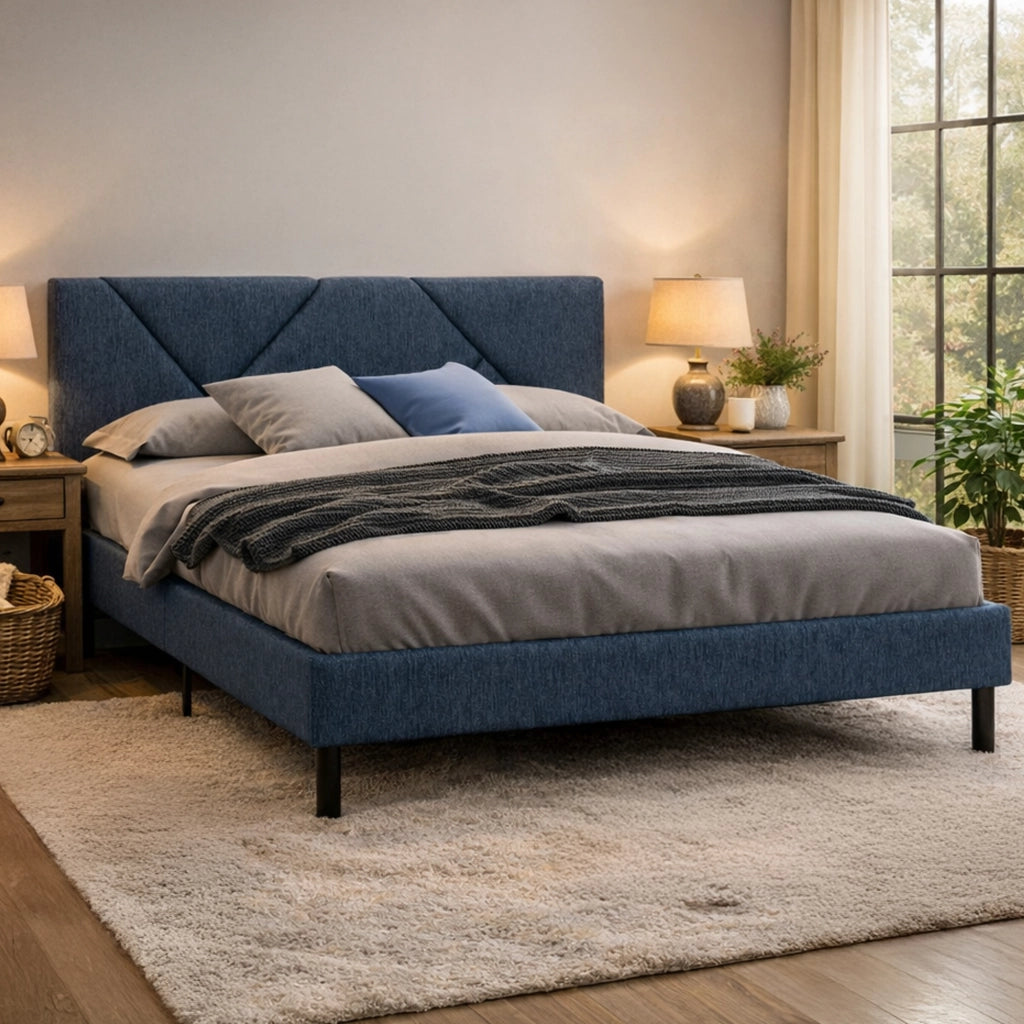 Hypnos, Letto Matrimoniale Dimensione Materasso 160x200 cm, blu