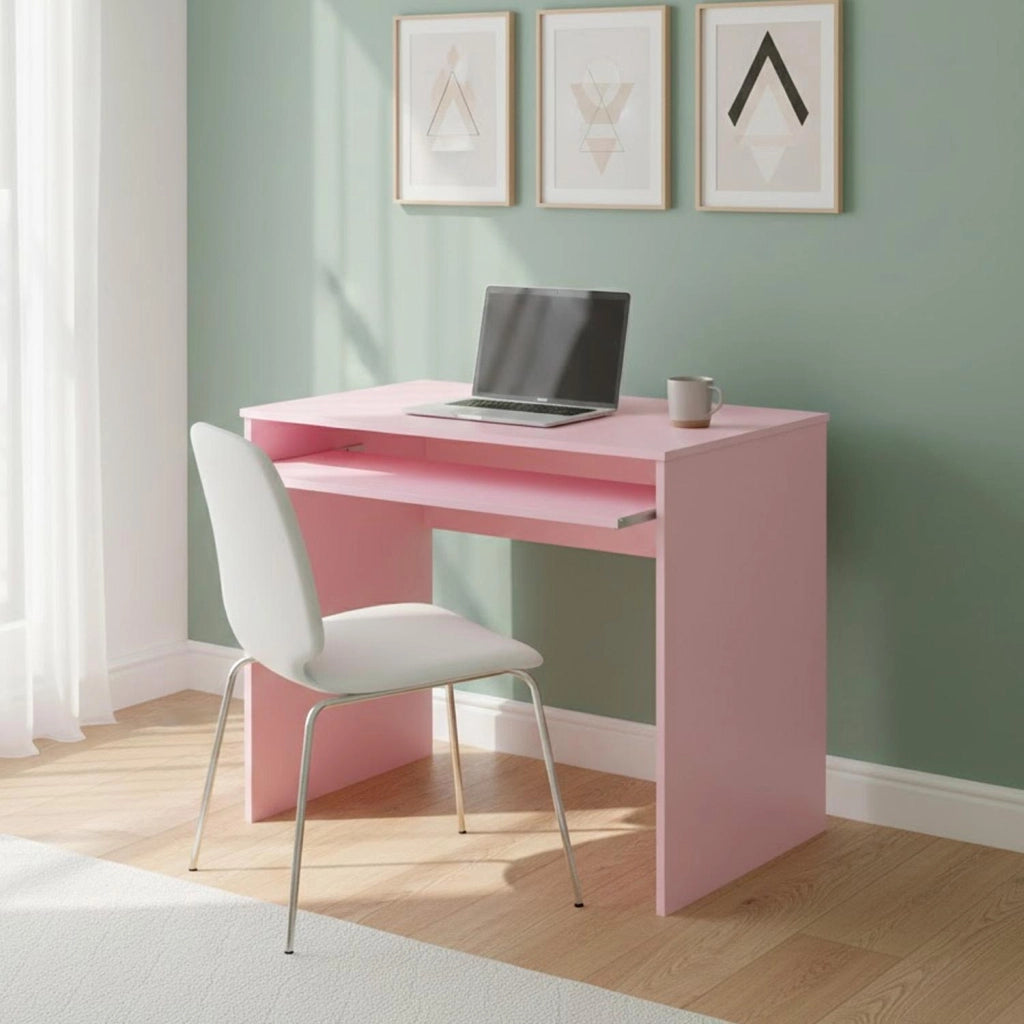 Scrivania Per Cameretta Postazione Desk PC Studio Ufficio Design Moderno Con Piano Scorrevole Piedini ABS Ideale Per Studio Compiti E Lavoro Quotidiano 90 x 54 x 79 Cm Rosa