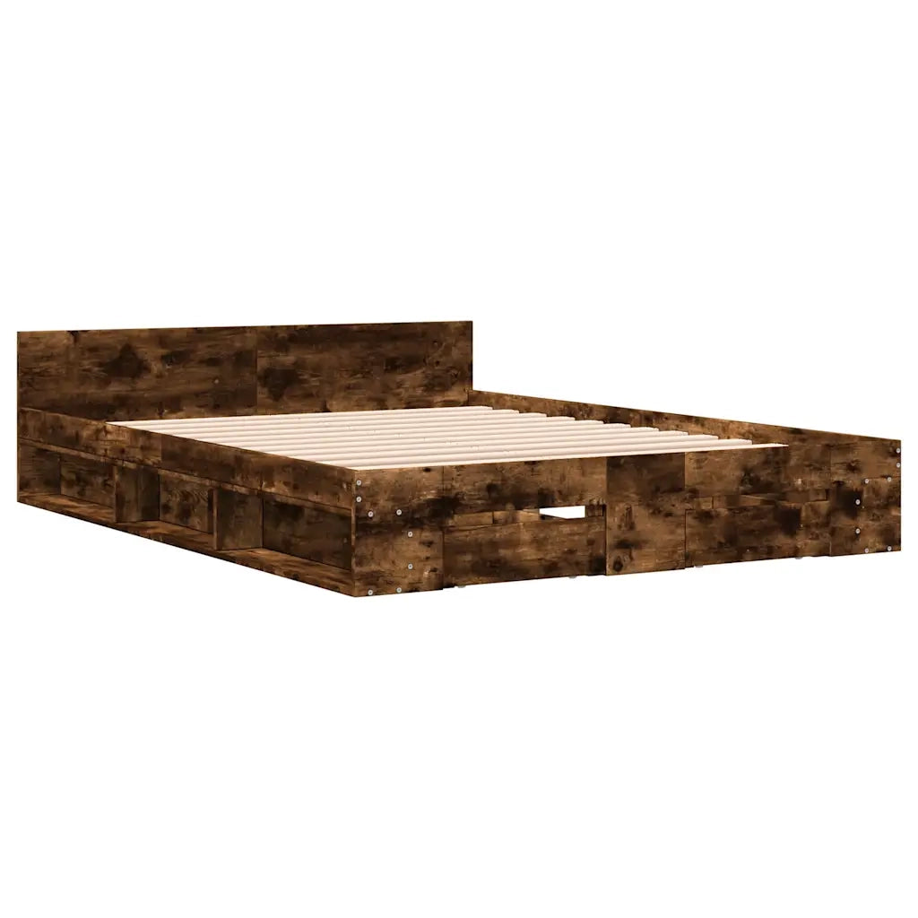 Giroletto con Cassetti Rovere Fumo 140x190 cm Legno Multistrato