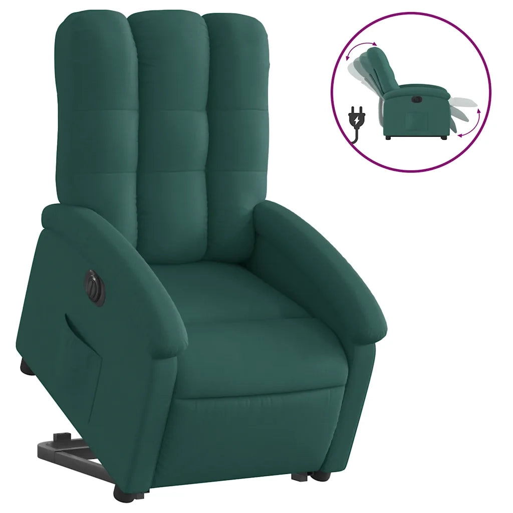 Poltrona Alzapersona Reclinabile Elettrica Verde Scuro Tessuto 3204122