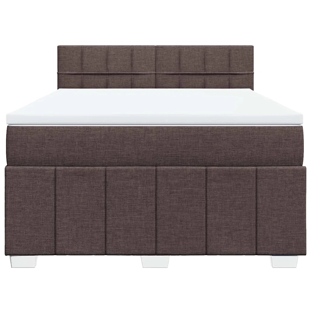 Giroletto a Molle con Materasso Marrone Scuro 140x190cm Tessuto
