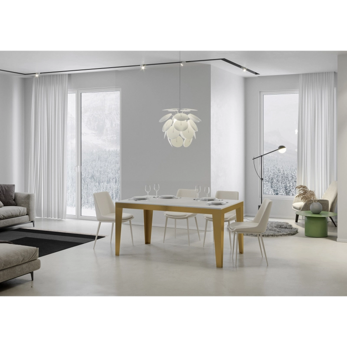 Tavolo allungabile 90x160/264 cm Flame Evolution telaio Oro - Bianco Frassino