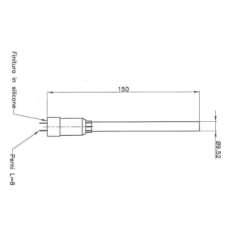 CANDELETTA RESISTENZA ACCENSIONE STUFA A PELLET L 150 W230 CON TUBO ENVIRO FIRE - UTXS012197