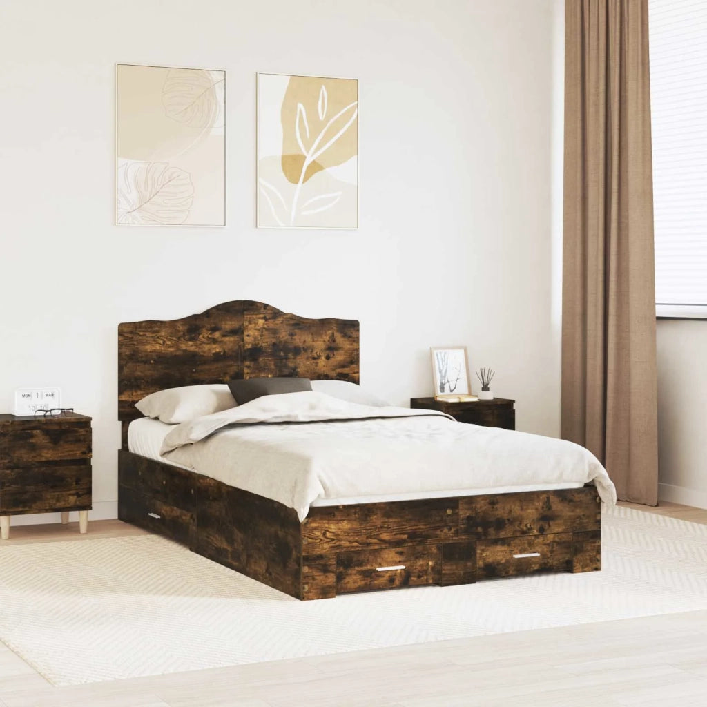 Struttura del letto-Giroletto Rovere fum¨¦ 135 x 190 cm Legno multistrato 721988