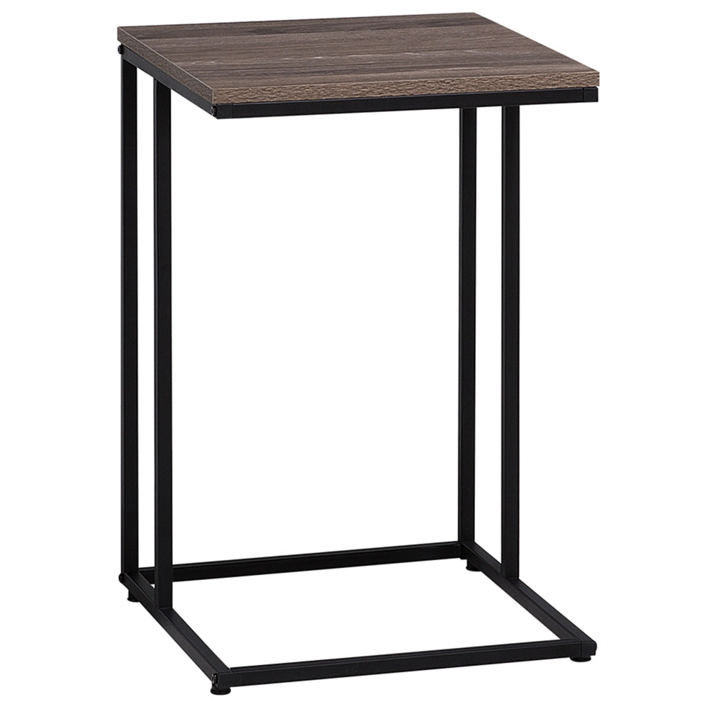 Tavolino in legno tortora a forma di U con struttura in metallo Nero in stile industriale con piano in truciolare da soggiorno