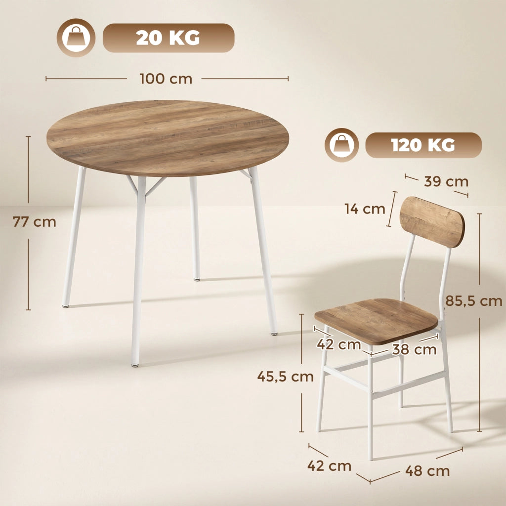 Set tavolo da pranzo con 4 sedie ¨C Xylo ¨C telaio metallo, legno naturale