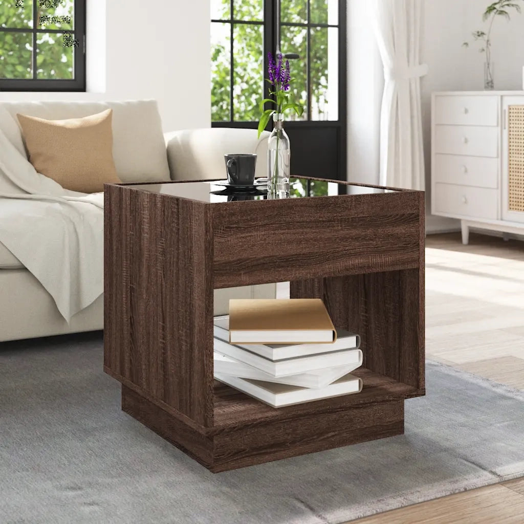 Tavolino da Salotto con LED Infinity Rovere Marrone 50x50x50 cm 847657