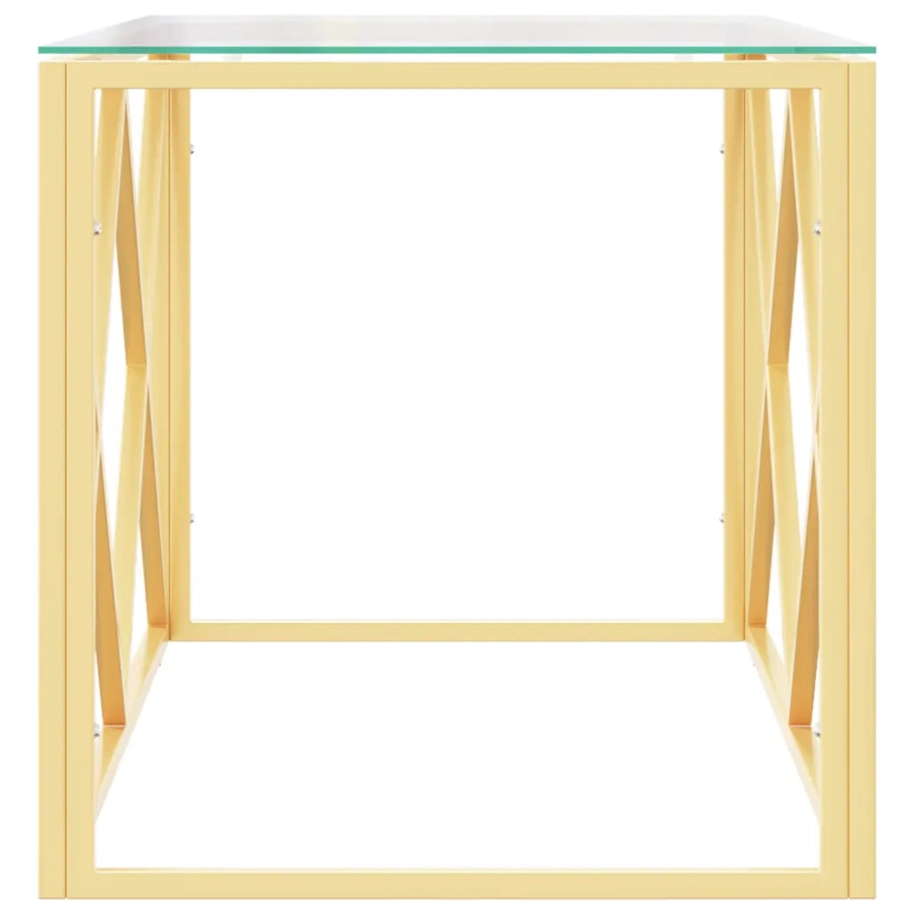 Tavolino da Salotto 110x45x45 cm in Acciaio Inox e Vetro 349962