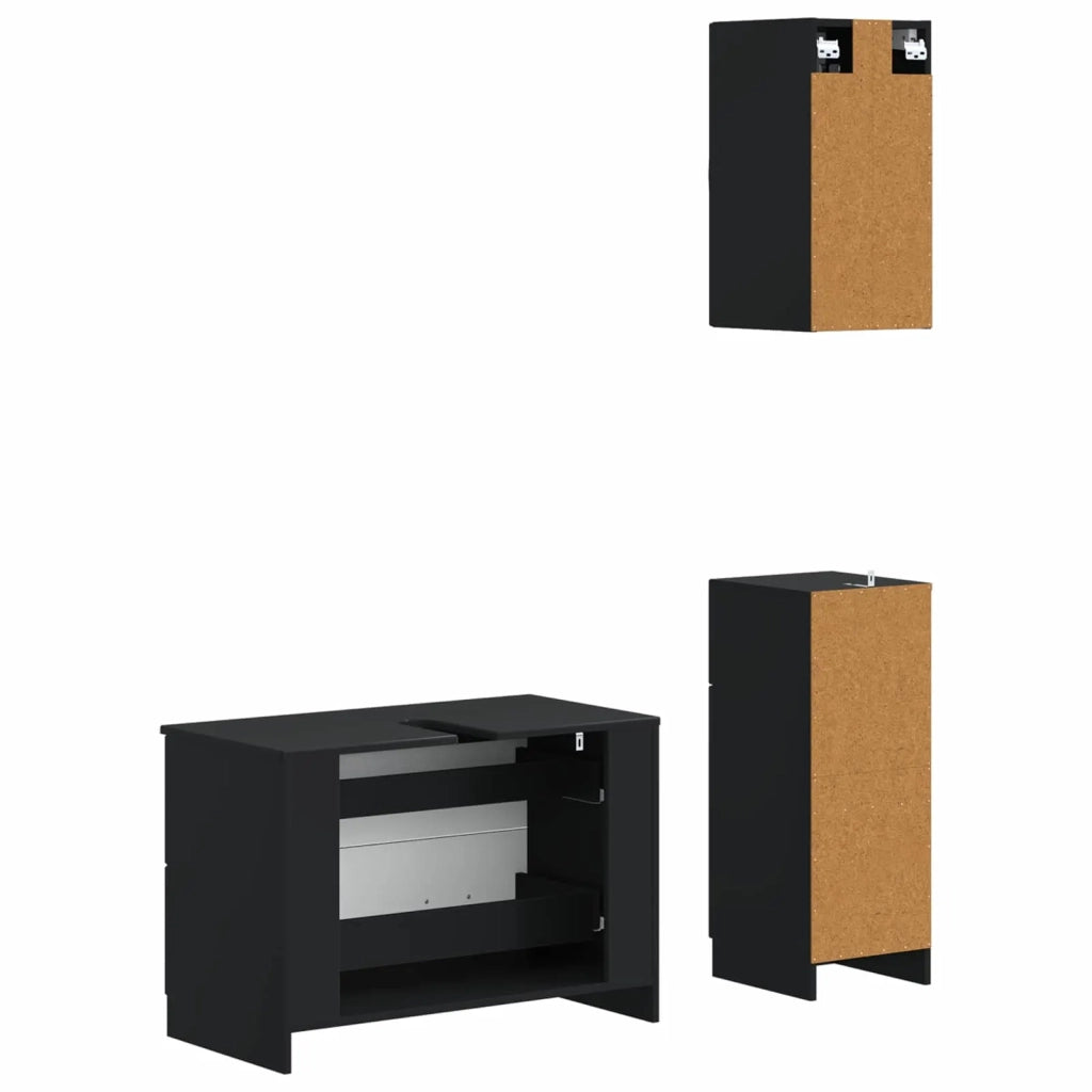 Set di armadietti da bagno in 3 pezzi UTRECHT Nero 3417811